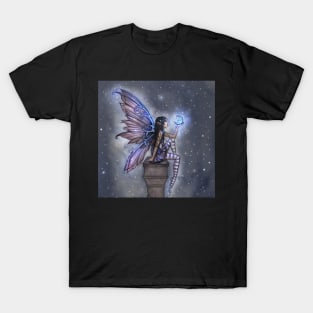 Little Blue Moon Fairy Fantasy Art by Molly Harrison T-Shirt